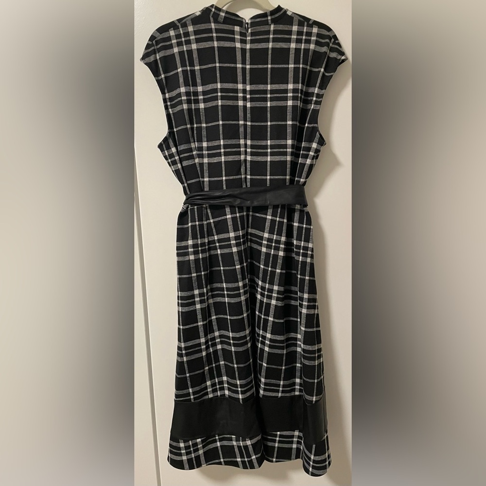 NWT New York & Company Black and White Plaid Tie Waist Dress, Size XXL - Picture 4 of 4